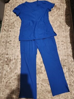 Med Couture Royal Blue Scrub Top and Jogger Pants